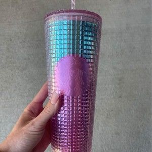 Starbucks pink and blue grid tumbler - NEW